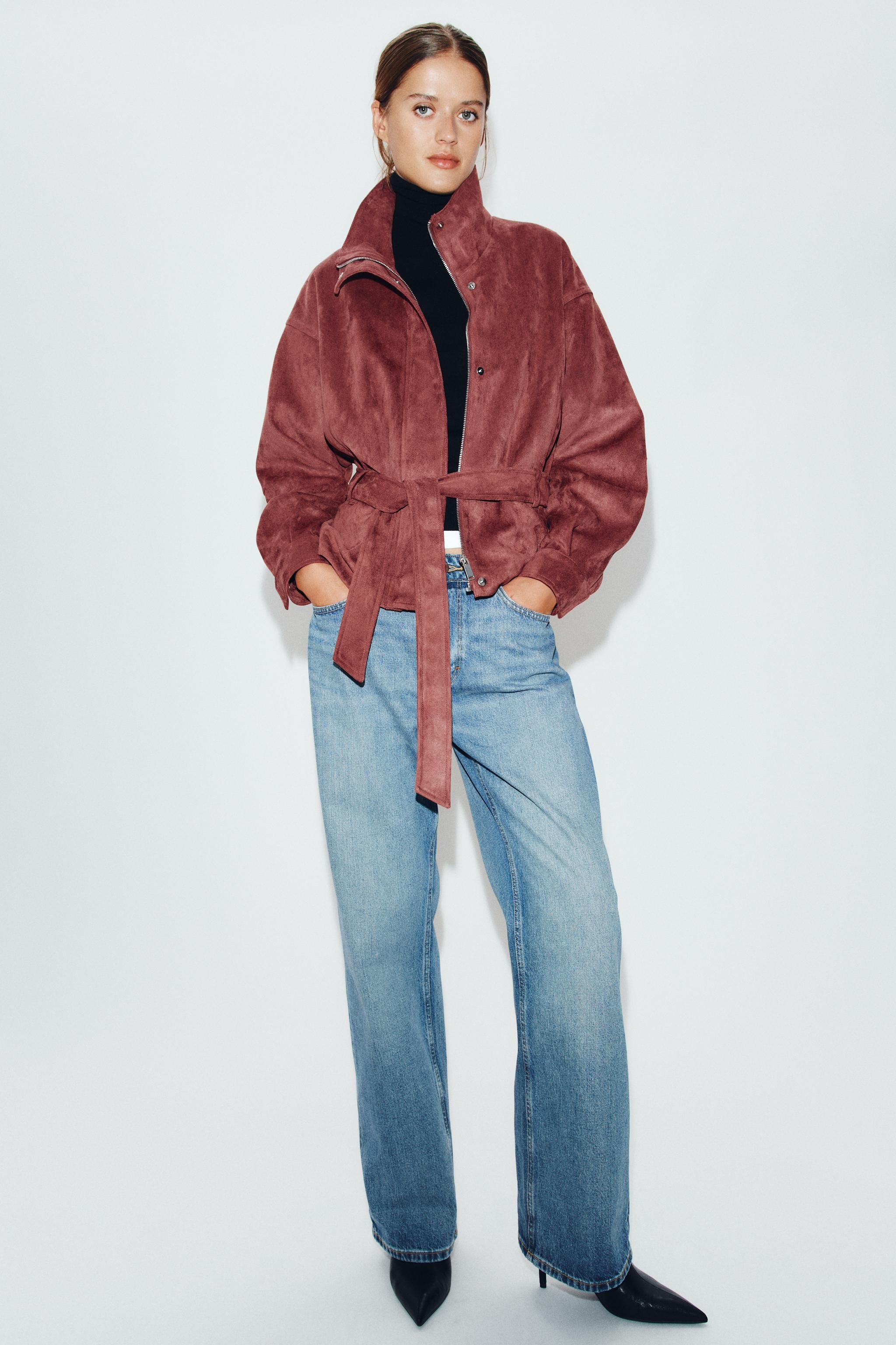 Куртка из искусственной замши с ремнём — ZARA