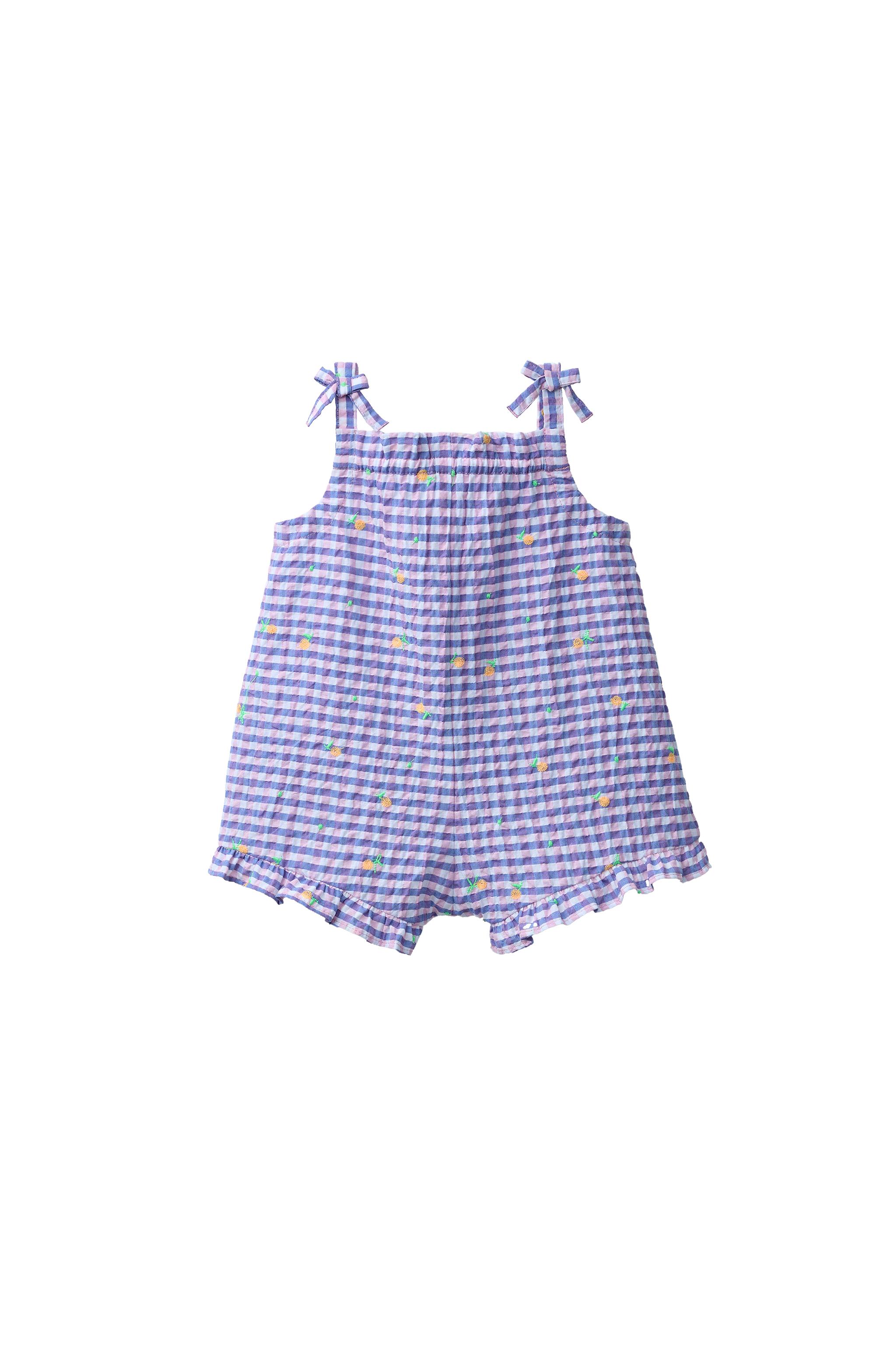 Короткий комбинезон в мелкую клетку с фруктовой вышивкой — ZARA