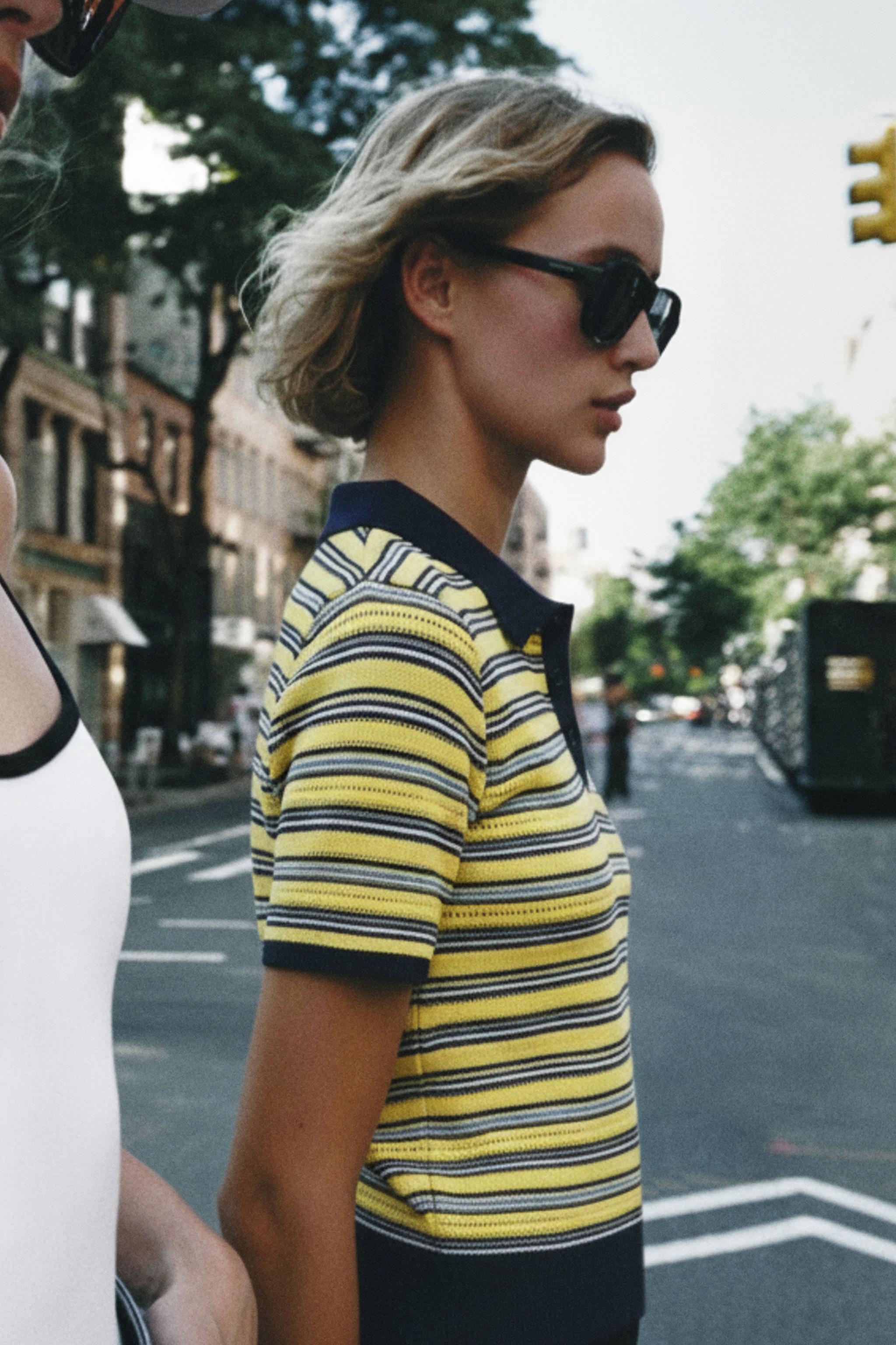Рубашка поло из трикотажа в полоску — ZARA
