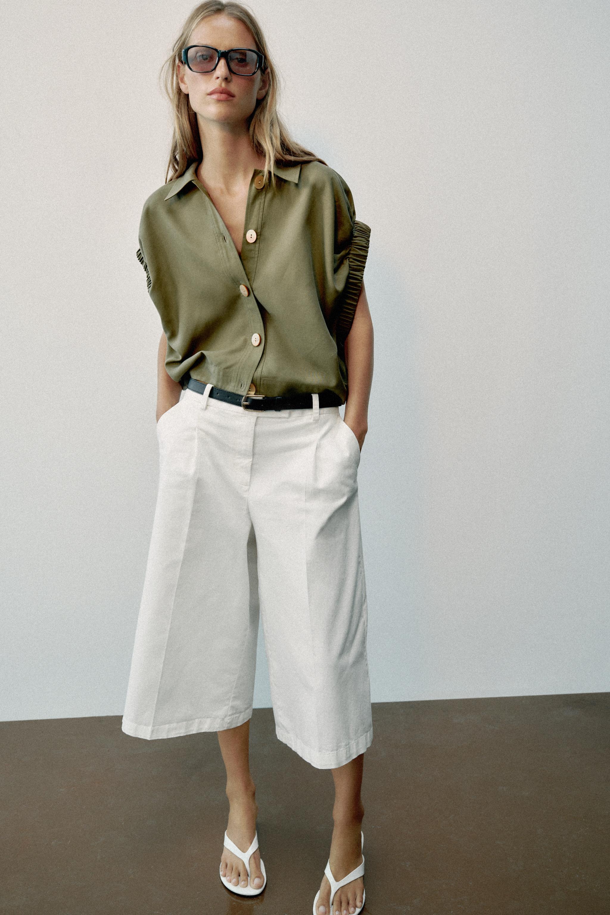 РУБАШКА С ДРАПИРОВАННЫМИ РУКАВАМИ — ZARA