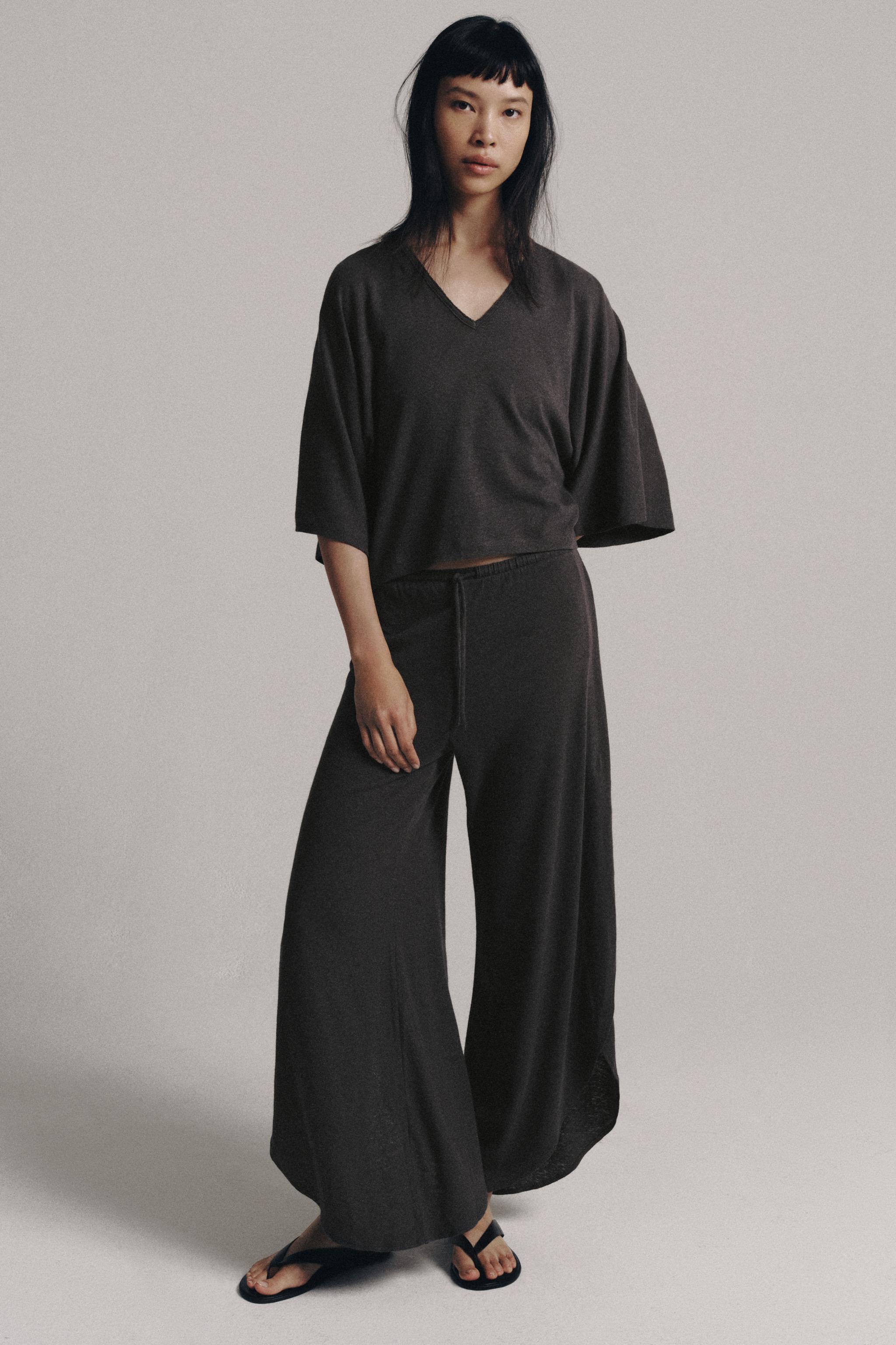 Брюки из смесового льна с разрезами — ZARA