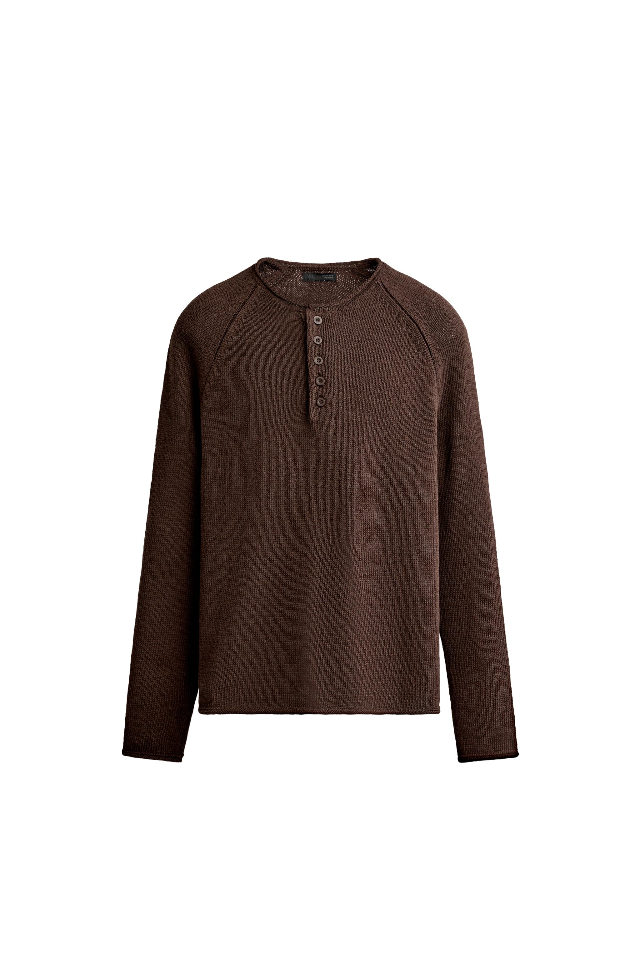 СВИТЕР REGULAR FIT С ВОРОТОМ ХЕНЛИ — ZARA