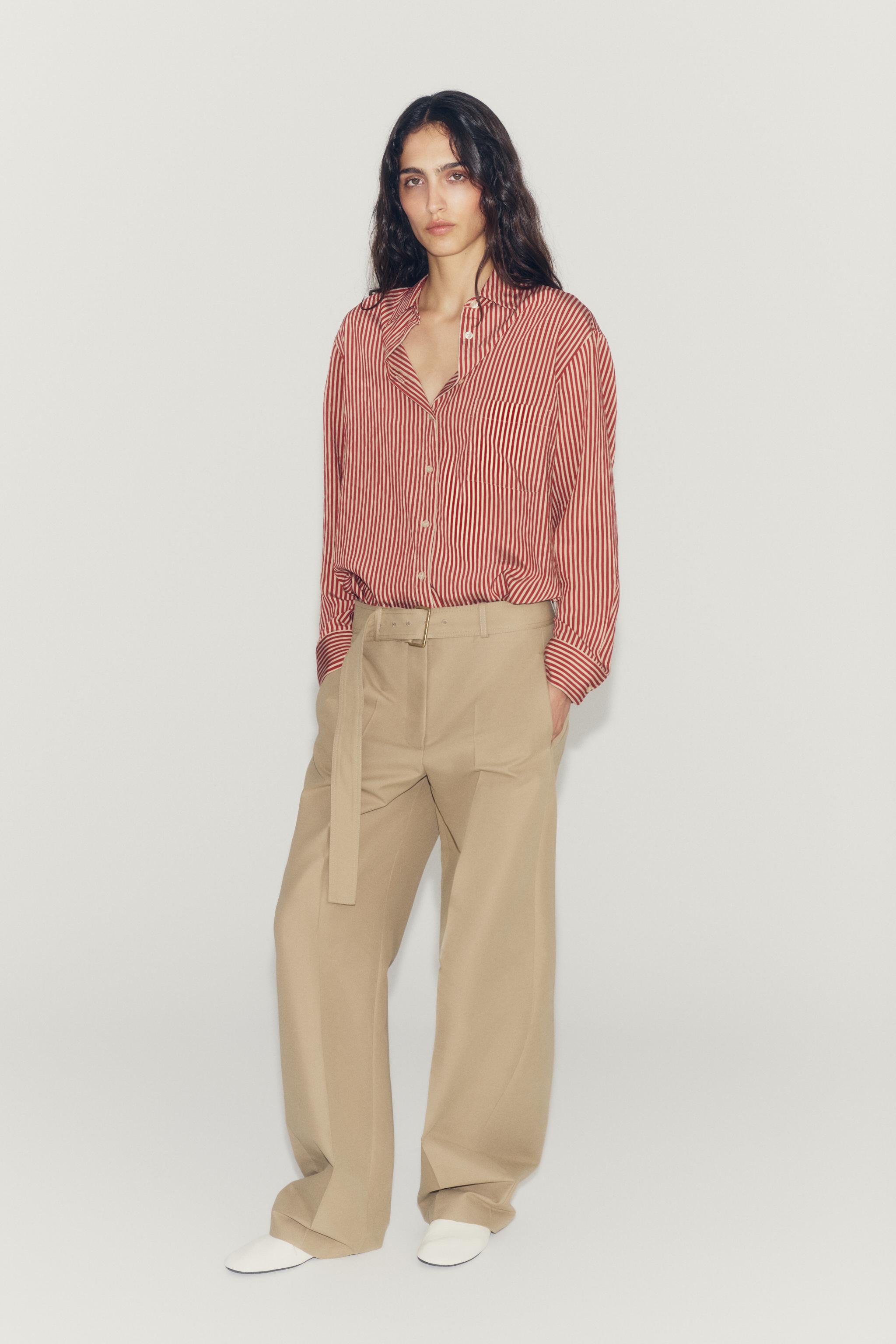 Брюки ZW COLLECTION с поясом и вытачками — ZARA