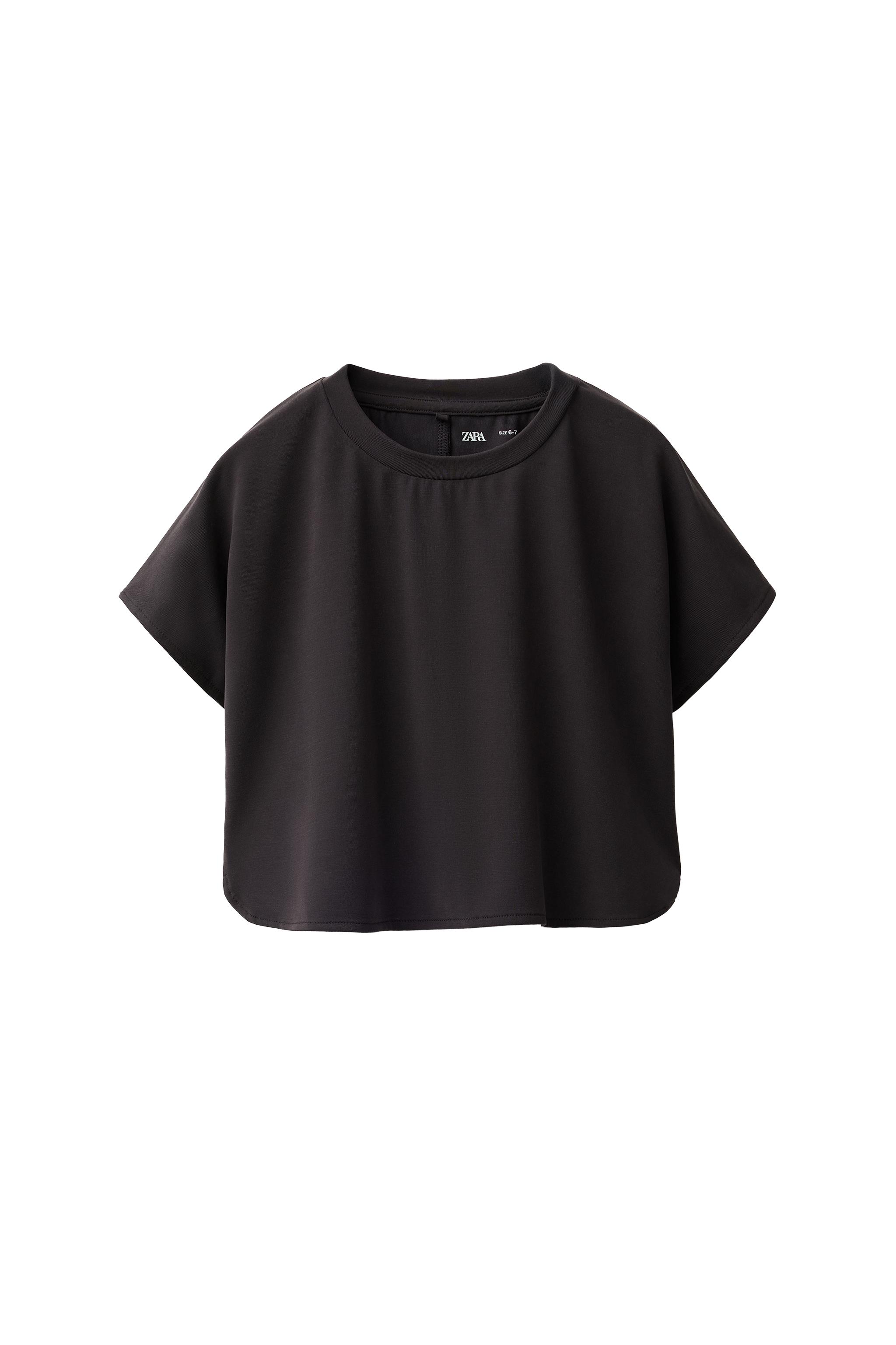 Текучая футболка из смесового модала в спортивном стиле — ZARA
