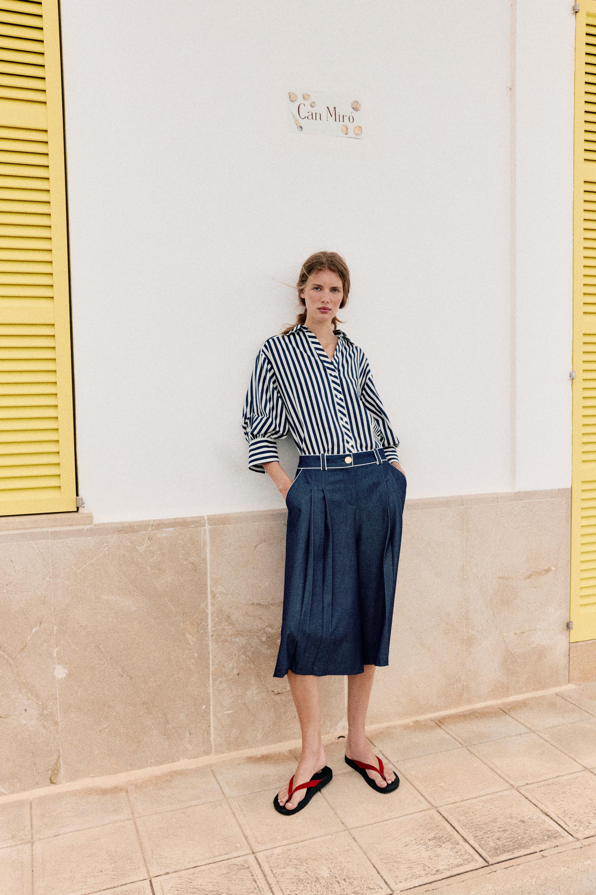 РУБАШКА ИЗ СМЕСОВОГО ЛЬНА С ОБЪЕМНЫМИ РУКАВАМИ — ZARA