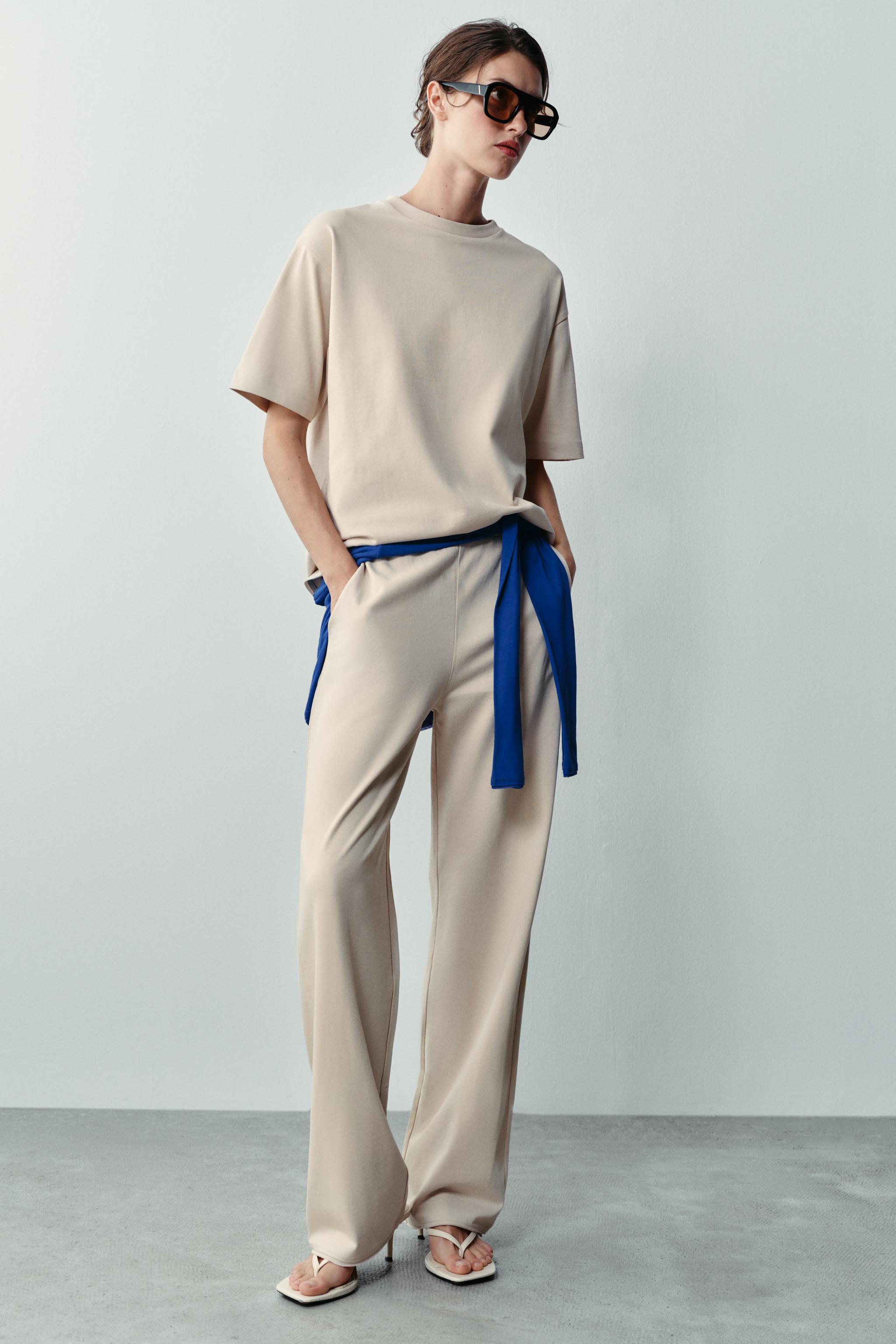 Брюки из хлопка с прямыми штанинами — ZARA