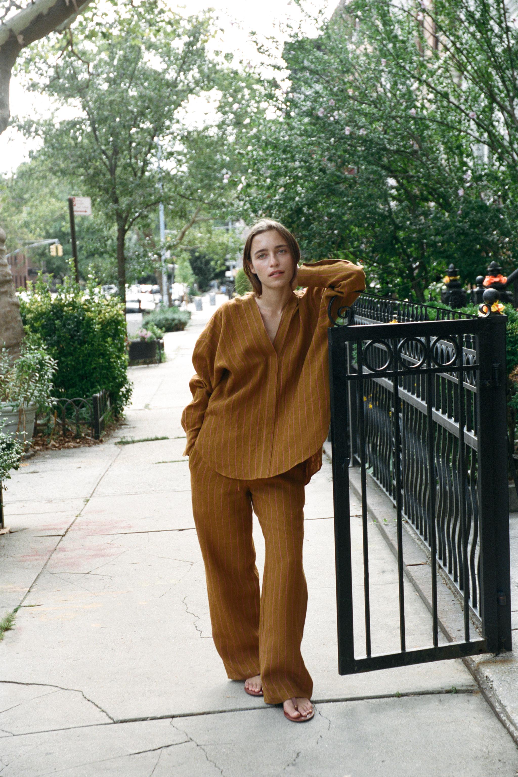 Рубашка в полоску из 100% льна — ZARA