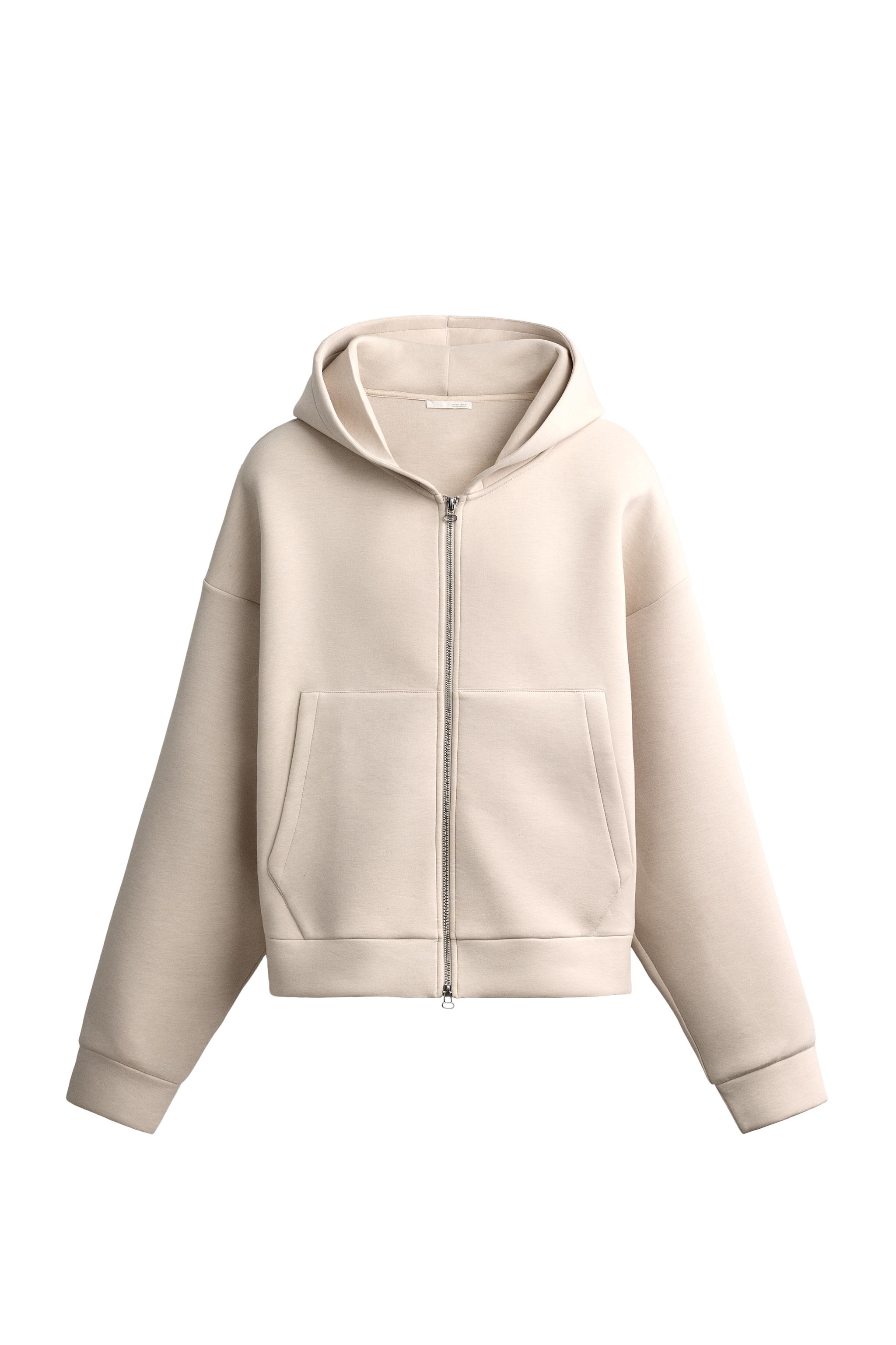 Худи на молнии с капюшоном из технической ткани — ZARA