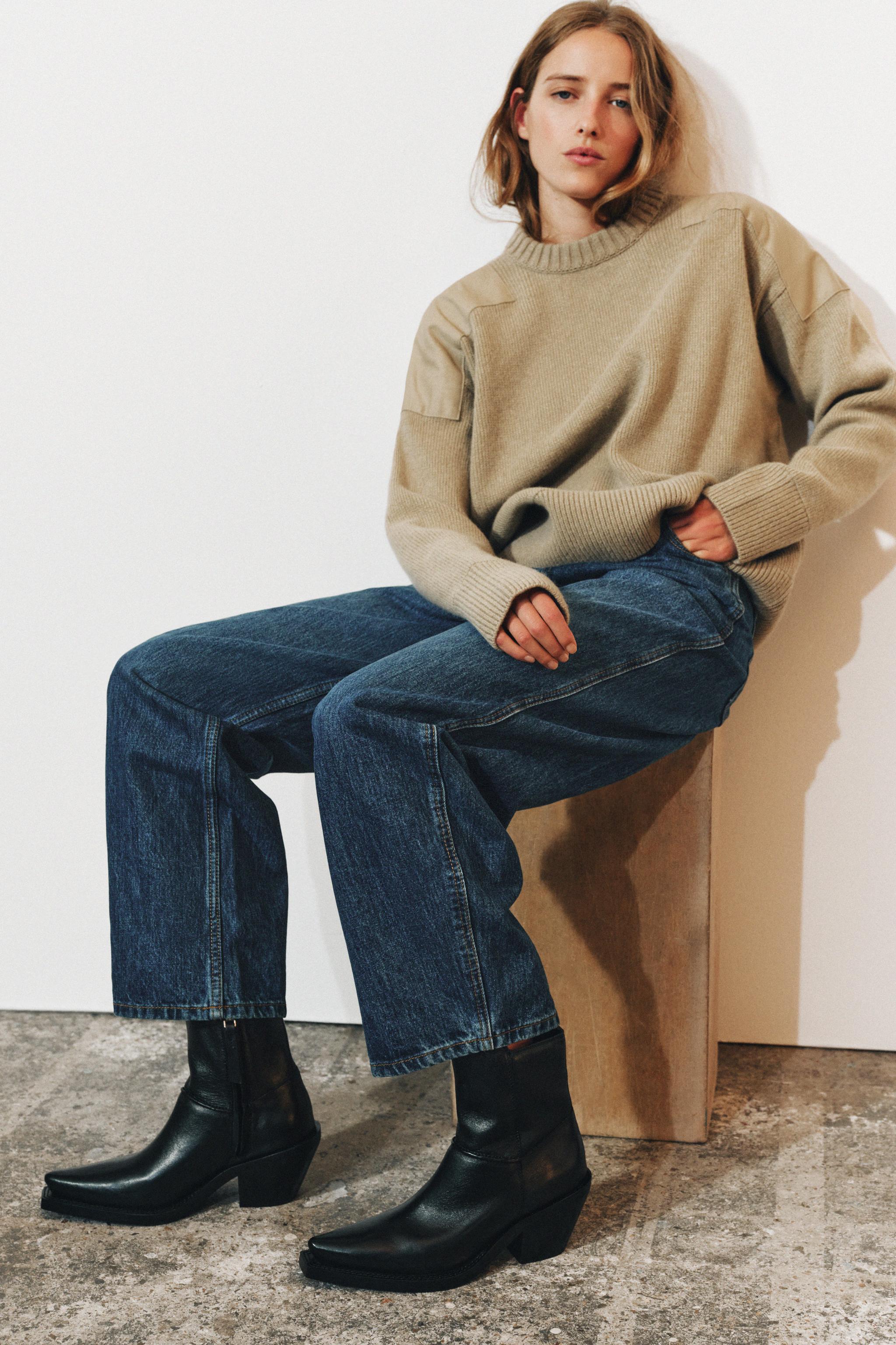 КОЖАНЫЕ БОТИЛЬОНЫ В КОВБОЙСКОМ СТИЛЕ — ZARA