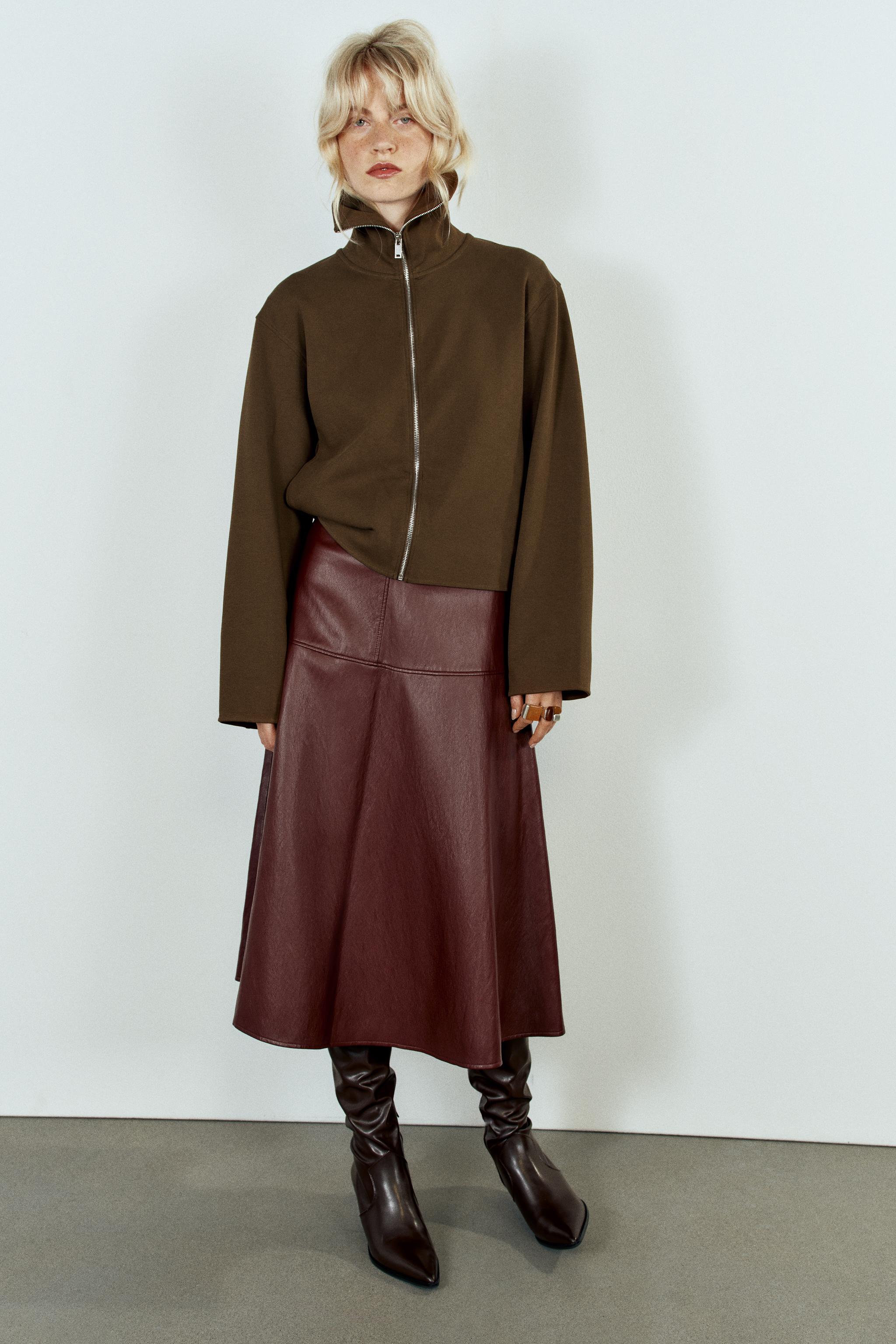 Свитшот на молнии из интерлока — ZARA