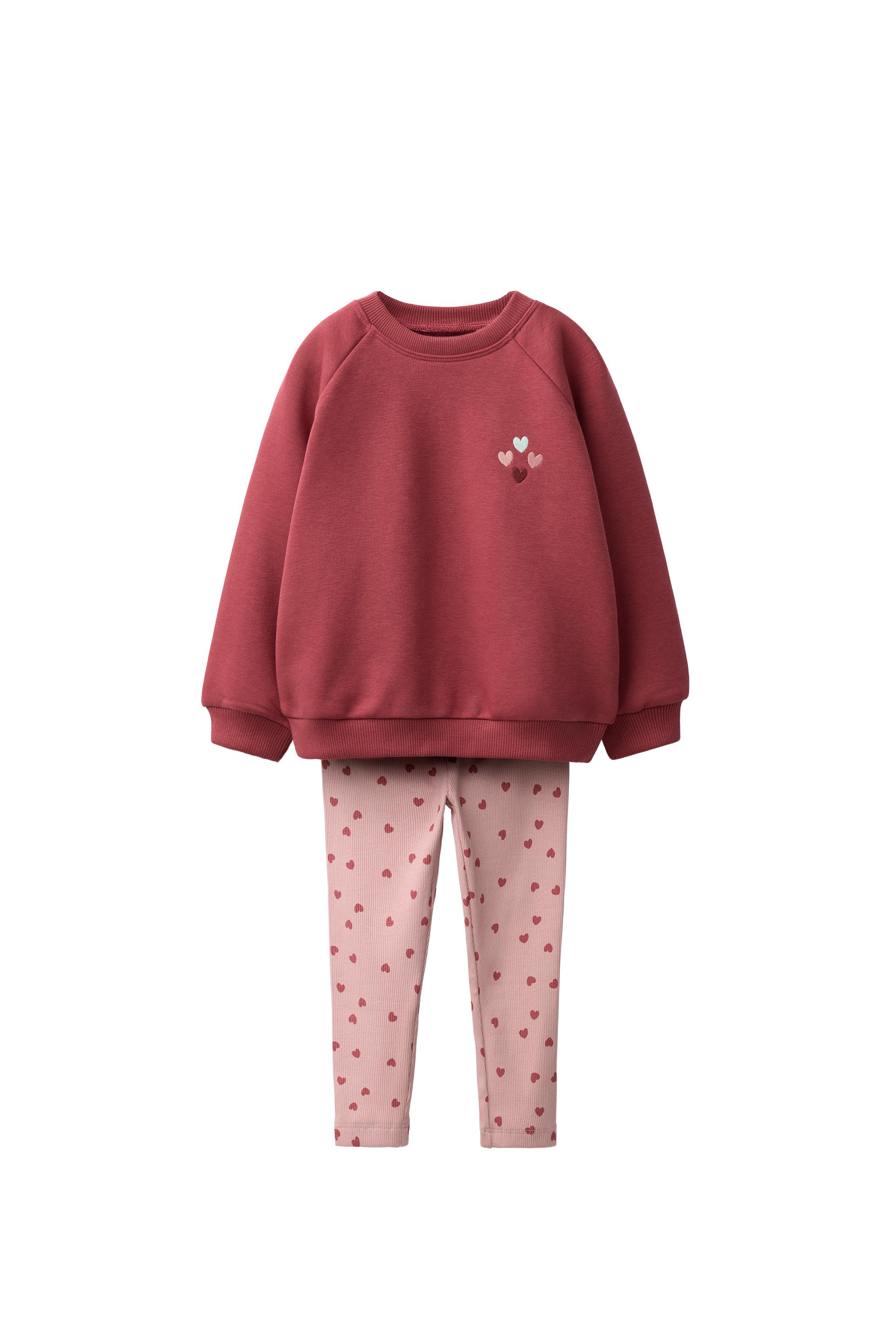 Свитшот с принтом сердец в рубчик + леггинсы — ZARA