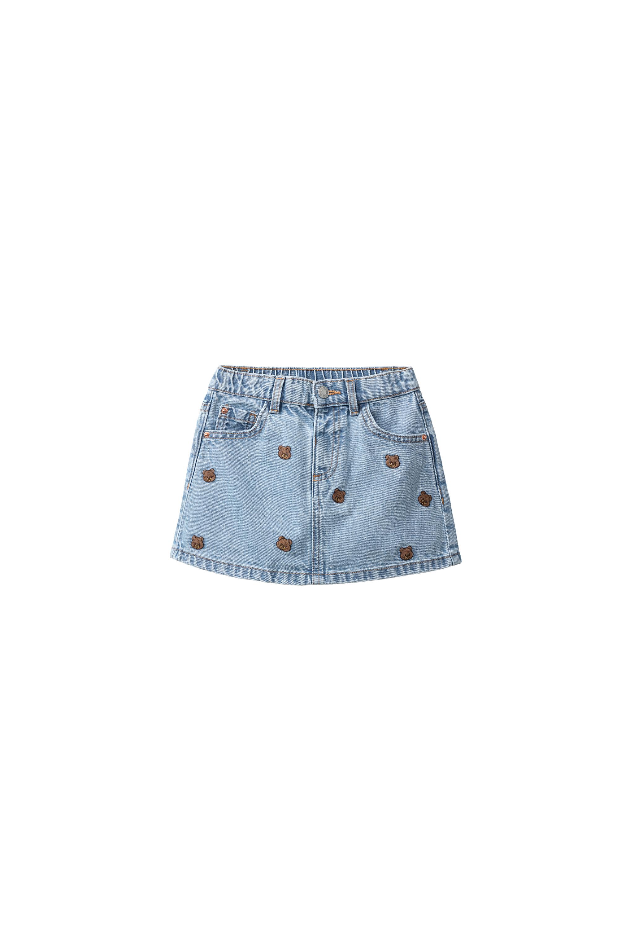 Джинсовая юбка с принтом в виде медведя — ZARA